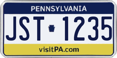 PA license plate JST1235