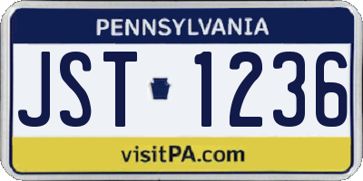 PA license plate JST1236