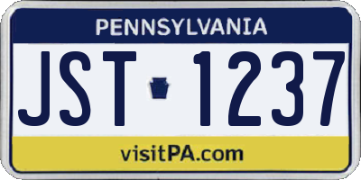 PA license plate JST1237