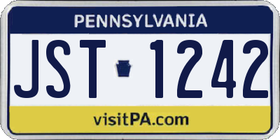 PA license plate JST1242