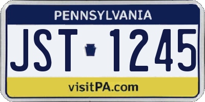 PA license plate JST1245