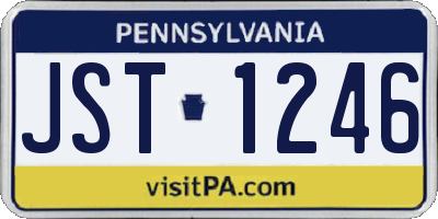 PA license plate JST1246