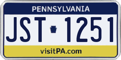 PA license plate JST1251