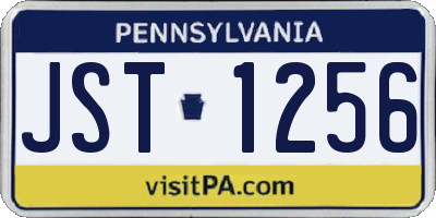 PA license plate JST1256