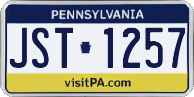 PA license plate JST1257