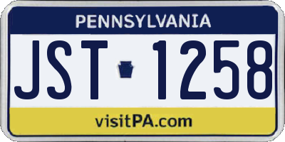 PA license plate JST1258