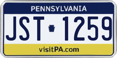 PA license plate JST1259