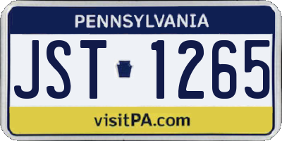 PA license plate JST1265