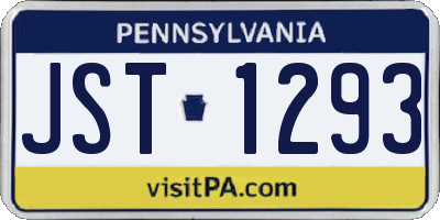 PA license plate JST1293