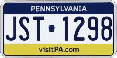 PA license plate JST1298