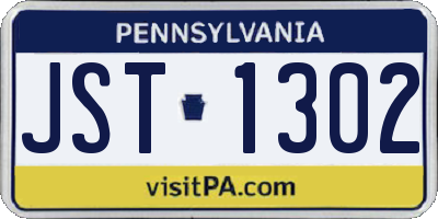 PA license plate JST1302