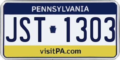 PA license plate JST1303