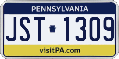PA license plate JST1309