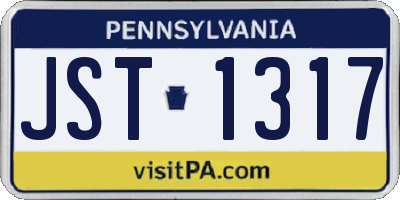 PA license plate JST1317