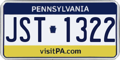 PA license plate JST1322
