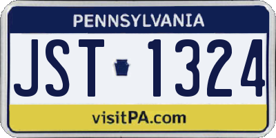 PA license plate JST1324