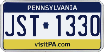 PA license plate JST1330