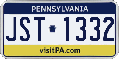 PA license plate JST1332