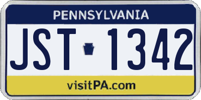 PA license plate JST1342