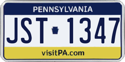 PA license plate JST1347
