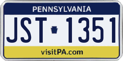 PA license plate JST1351