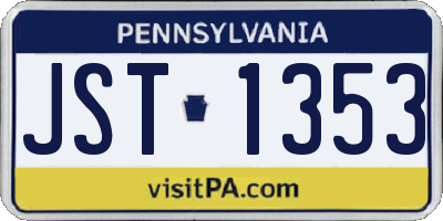 PA license plate JST1353