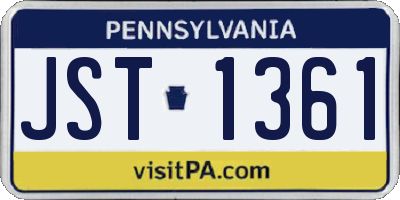 PA license plate JST1361