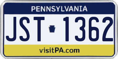 PA license plate JST1362