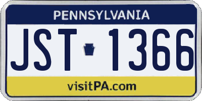 PA license plate JST1366