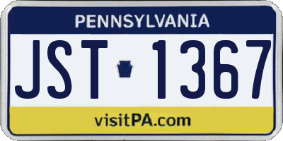 PA license plate JST1367