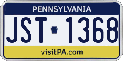 PA license plate JST1368