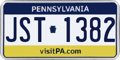 PA license plate JST1382