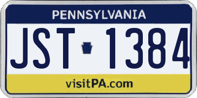 PA license plate JST1384
