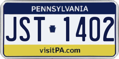 PA license plate JST1402