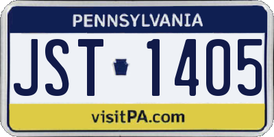PA license plate JST1405
