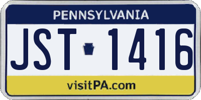PA license plate JST1416