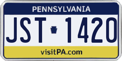 PA license plate JST1420