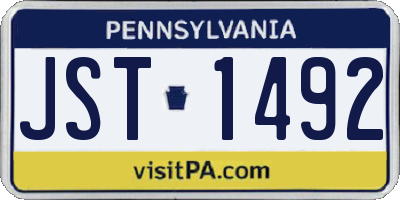 PA license plate JST1492