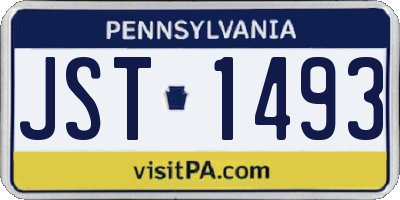 PA license plate JST1493