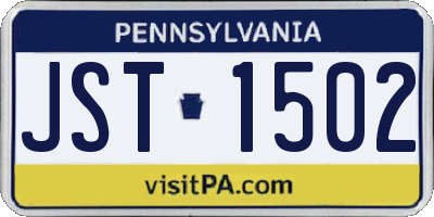 PA license plate JST1502