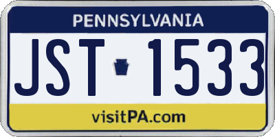 PA license plate JST1533
