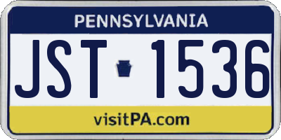 PA license plate JST1536
