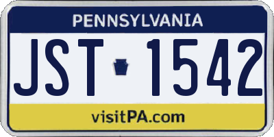PA license plate JST1542