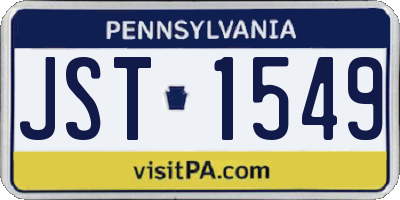 PA license plate JST1549