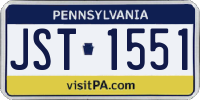PA license plate JST1551