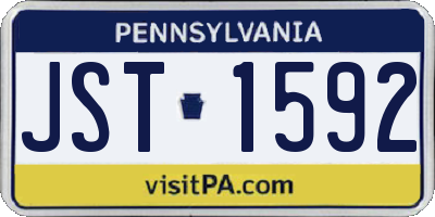 PA license plate JST1592