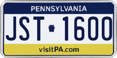 PA license plate JST1600