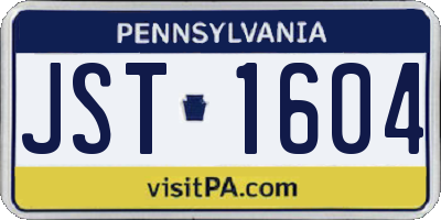 PA license plate JST1604