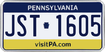 PA license plate JST1605