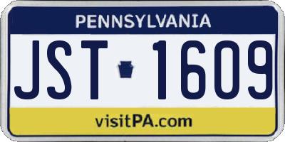 PA license plate JST1609